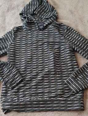 Striped Hooded Shirt Sz MED